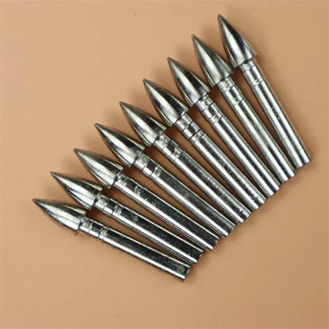 pcs diy  grain stainless steel bullet point tip  id  mm arrow shaft accessories