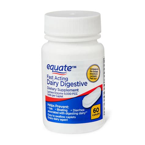 equate fast acting dairy digestive dietary supplements  count