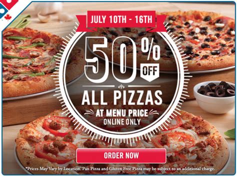 dominos pizza  offers save    pizza  menu price   order  hot