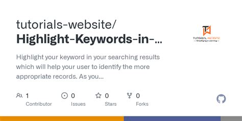 github tutorials websitehighlight keywords  search results