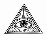 Illuminati Eye Pyramid Vector Symbol Seeing Illustration Hand Drawn Transferred sketch template