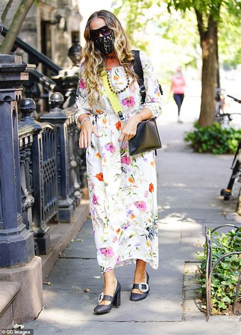 Sarah Jessica Parker Dons A Boho Chic Look In A White Floral Maxi Dress