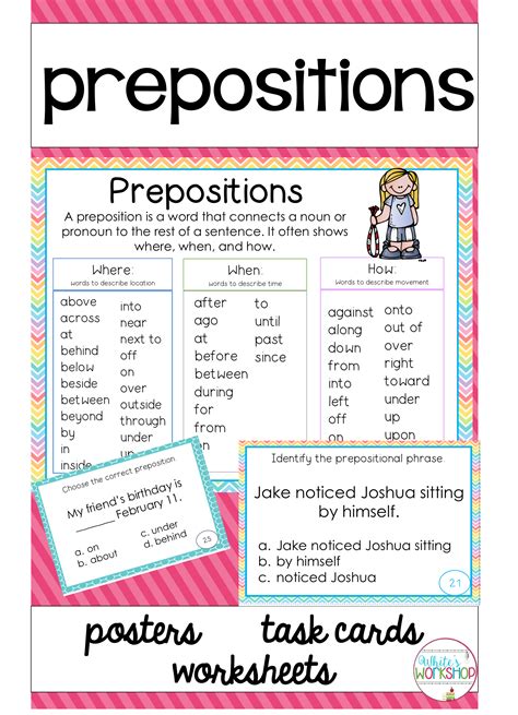 prepositional phrases digital  print activities prepositional