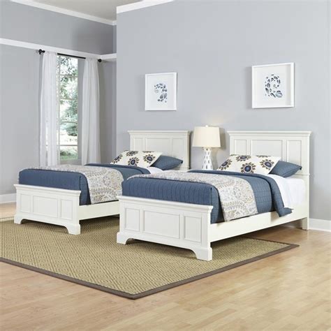 Home Styles Naples Two Twin Beds 3 Piece Bedroom Set In White