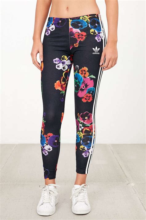 adidas originals originals floral print legging in black lyst