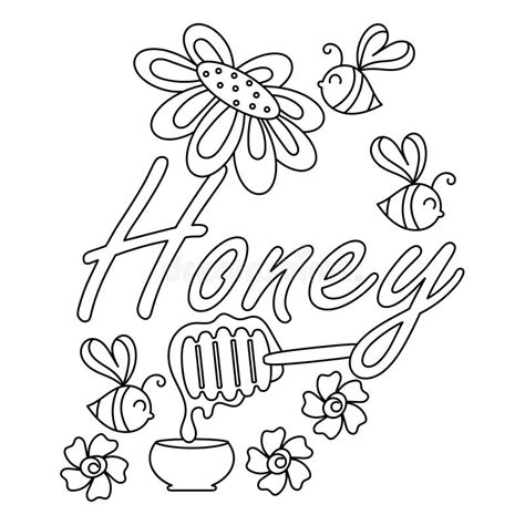 honey coloring book page  adults  older children hand drawn