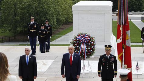 trump honors fallen soldiers  memorial day  twin  mpr news