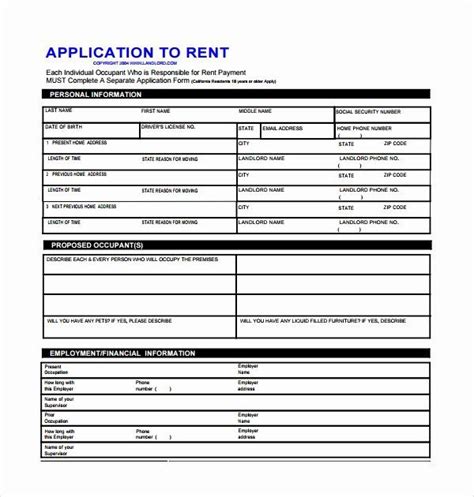 tenant information form template fresh  tenant information forms