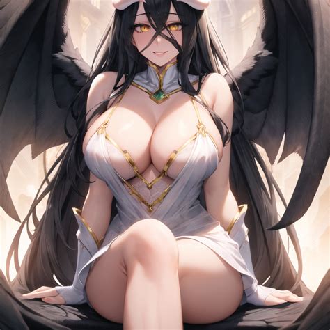 rule 34 1girls ai generated albedo overlord black hair breasts