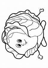 Cabbage Cartoon Coloring Pages Printable Kids sketch template