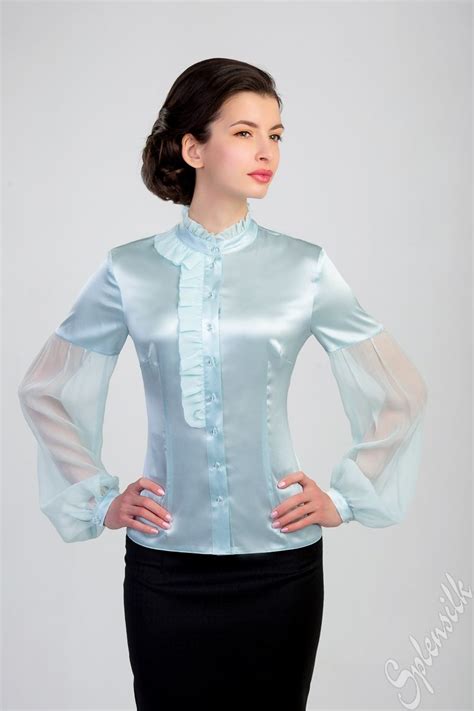 Pin By Satinlove On Blue Green Satin Blouse