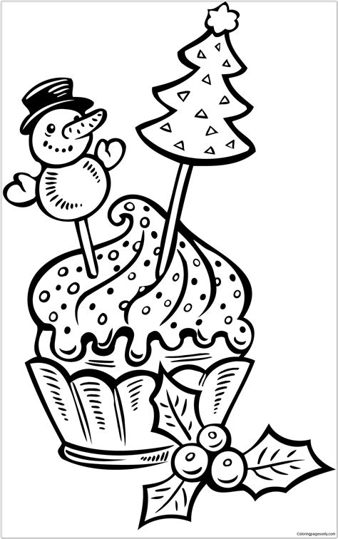 christmas cake cup coloring page  coloring pages