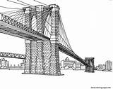 York Coloring Brooklyn Pages Adult Bridge Pont City Drawing Printable Adults Buildings Brooklin Coloriage Skyline Print Color Dessin Architecture Brick sketch template