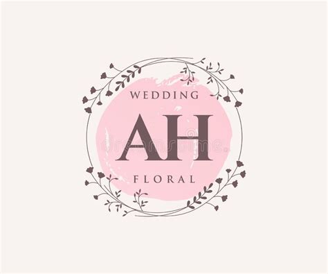 ah initials letter wedding monogram logos template hand drawn modern minimalistic  floral