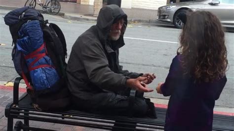 8 year old girl gives her meal to homeless man and receives