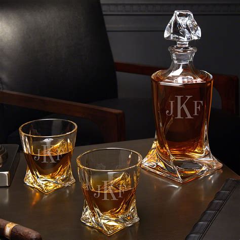 Classic Monogram Personalized Twist Whiskey Decanter Set