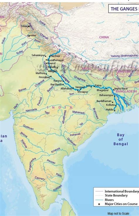 map  ganga river   tributaries tourist map  english