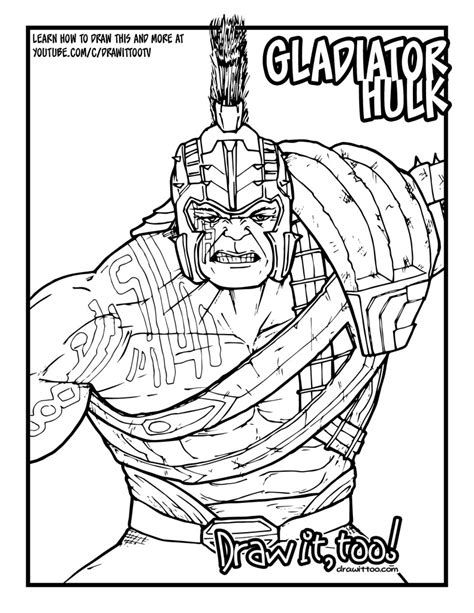 gladiator hulk thor ragnarok drawing tutorial   coloring home
