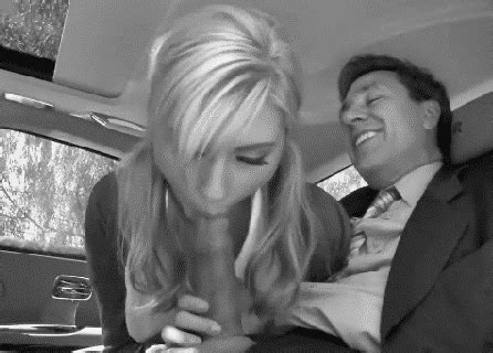 Blonde blowjob in a car