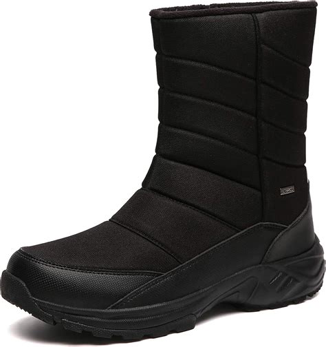 amazoncom silentcare mens winter mid calf snow boot fur warm waterproof slip  outdoor