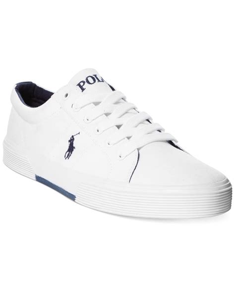lyst polo ralph lauren felix canvas sneakers  white  men
