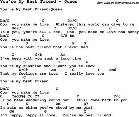 song youre   friend  queen song lyric  vocal performance  accompaniment chords