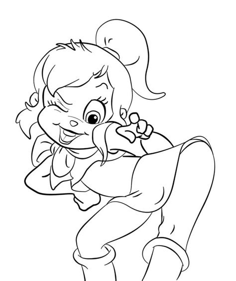 cute brittany  chipettes posing coloring page  print