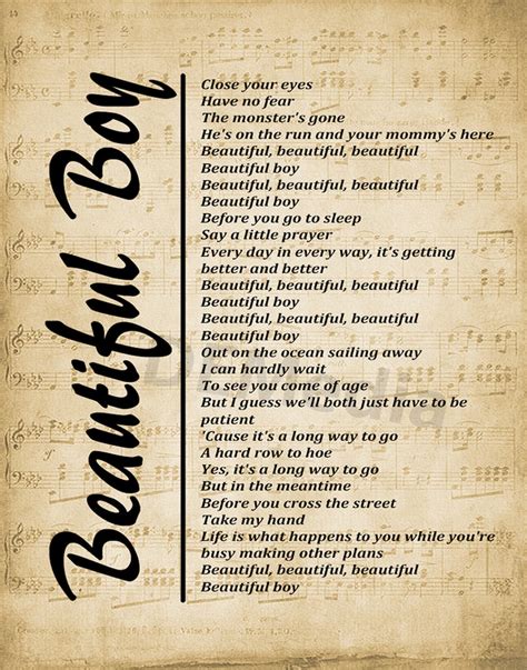 beautiful boy song lyrics  sheet  background printable wall
