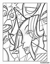 Cubist Drawing Coloring Faces Getdrawings sketch template