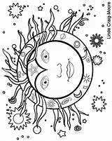 Coloring Pages Sun Moon Pagan Wiccan Printable Adults Stars Drawing Color Mandala Sheets Adult Sunrise Hippie Colouring Books Midsummer Litha sketch template