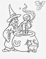 Halloween Coloring Witches Witch Dibujos Brujas Part Evil sketch template
