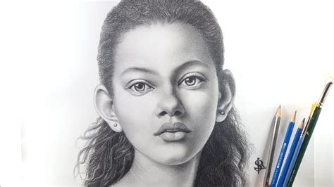 draw  realistic face  hb pencils youtube