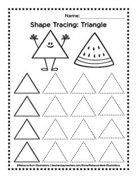 learn  shapes triangles tracing coloring worksheet tpt
