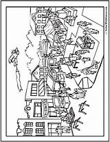 Coloring Town Adult Pages Old Printable Adults Advanced Houses Europe Cities Colorwithfuzzy sketch template