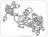 Coloring Mickey Nephews Donald Daisy Skating Pages Disneyclips Mouse Friends sketch template