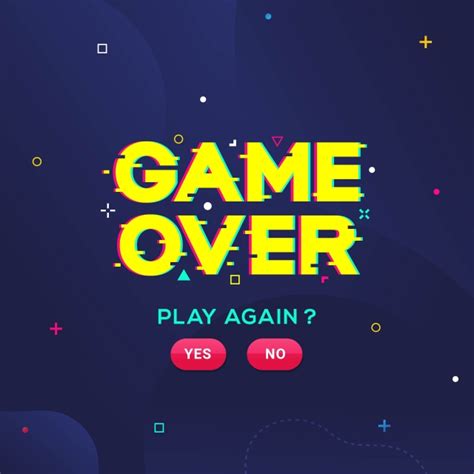 Vector Illustration Word Game Over Play Again In Cyber