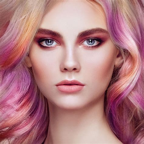 tahe beauty fashion model girl  colorful dyed hair