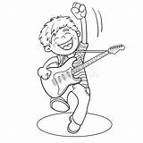 Guitar Coloring Cartoon Boy Outline Isolated Background Girl Preview Disco sketch template