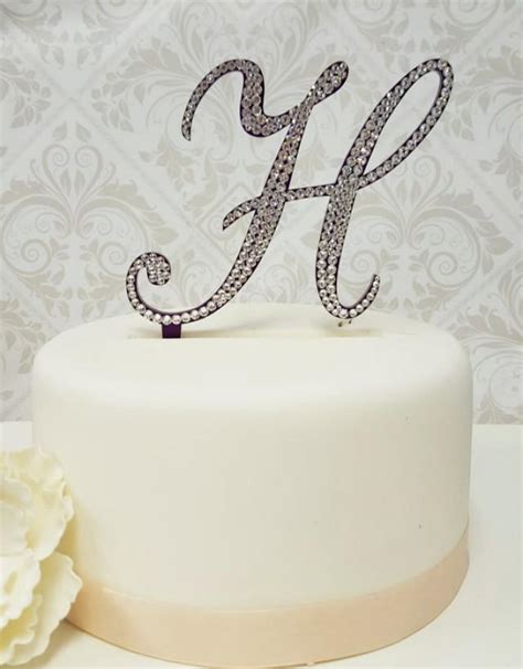 5 Inch Tall Monogram Wedding Purple Cake Topper Elegant Fontscrystal