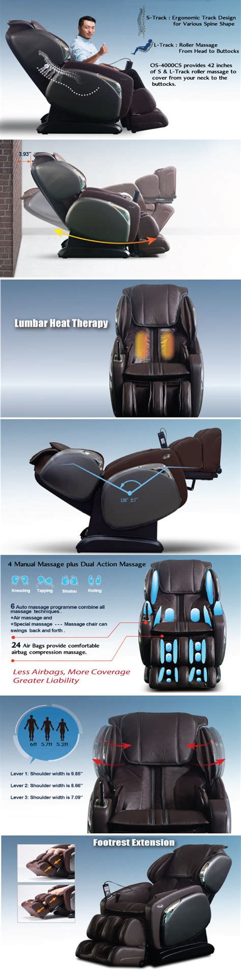 titan osaki brown faux leather reclining massage chair os 4000ls brown