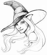 Halloween Coloring Pages Witch Drawings Drawing Witches Printable Easy Sketches Pencil Choose Board sketch template