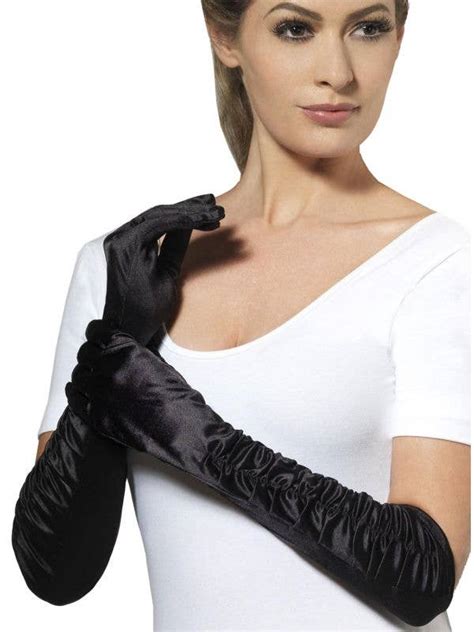 long black satin gloves elbow length women s black gloves