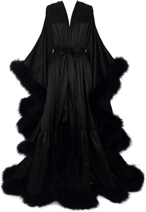 old hollywood feather robe sexy boudoir robe feather bridal robe satin