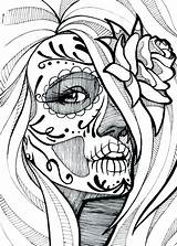 Skull Coloring Pages Sugar Skulls Drawing Adults Printable Adult Girl Pride Drawings Cool Brown Tattoo Project Behance Simple Half Sketchbook sketch template