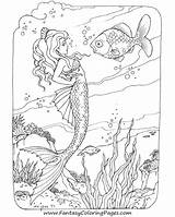 Coloring Mermaid Pages Adult Adults Mermaids Printable Detailed Fish Beach Fantasy Book Color Fairy Sheets Kids Print Beautiful Barbie Intricate sketch template