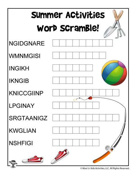 summer  printable word searches