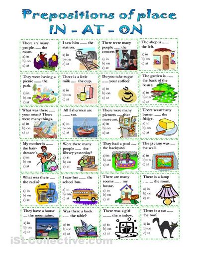 esl prepositions  place worksheets adults worksheets master