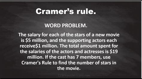 cramers rule word problem systems  equations youtube