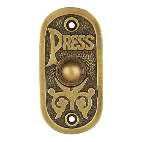 wired iron doorbell chime push button  antique brass finish vintage ahardware