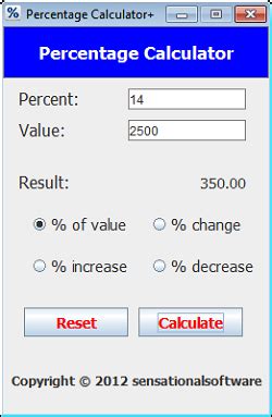 percentage calculator  sourceforgenet